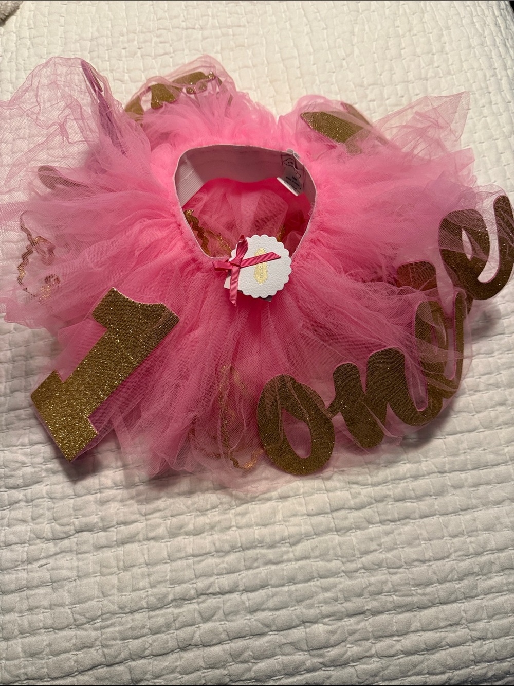 Mud Pie Pink Tulle Skirt with Gold Accent